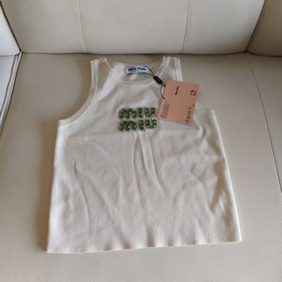 Miu Miu Crystal - Embellished Knit Tank Top (100 - 120 pounds) - Picture 1 of 5